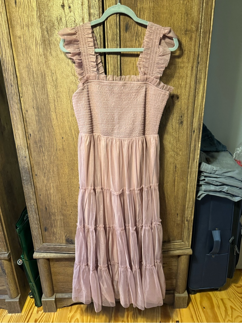 Baltic Born Dusty Pink Ruffle-Strap Maxi Dress